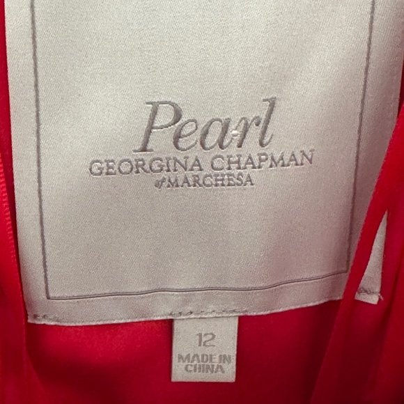 Pearl By Georgina Chapman of Marchesa Red Rosette Formal Cocktail Dress Size 12 - Picture 4 of 6